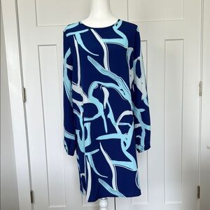 Abstract Blue and White Dress